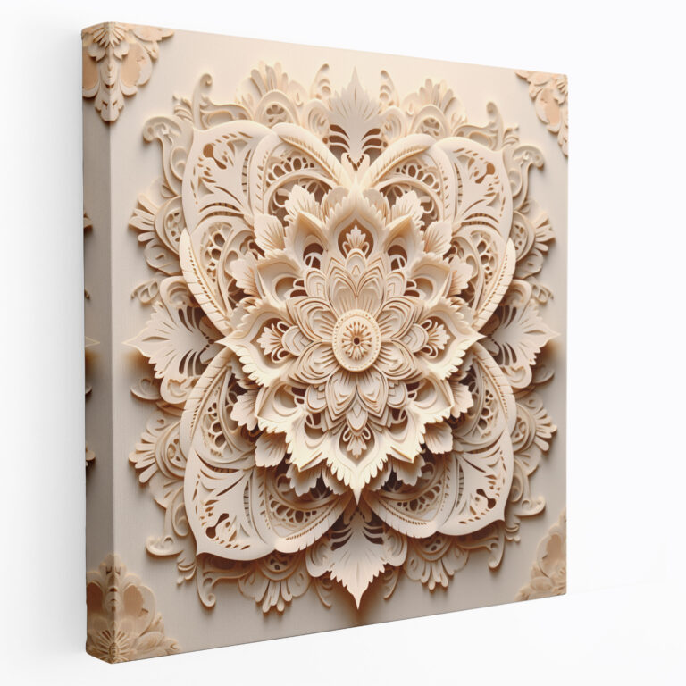 Beige Mandala Canvas Print - Beige, Mandala, Home Decoration, Canvas