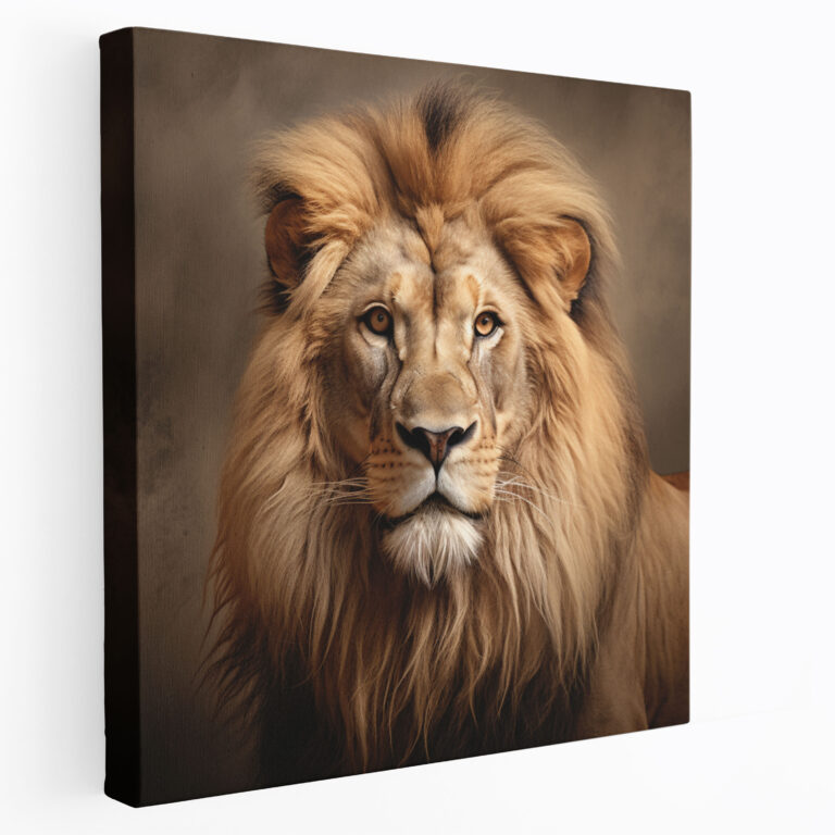 Beige Lion Animal Wall Art - Beige, Animal Wall Art, Canvas, Canvas Wall Art