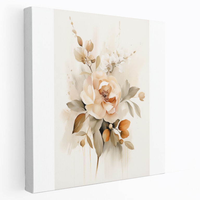 Beige Floral Canvas Print - Beige, Soft Hues, Floral Canvas Print, Wall Decoration