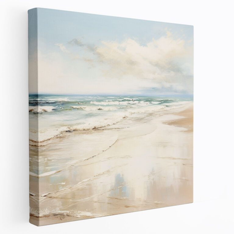 Beige Seascape Canvas Print - Beige, Wall Decoration, Soft Sand, Canvas Wall Art