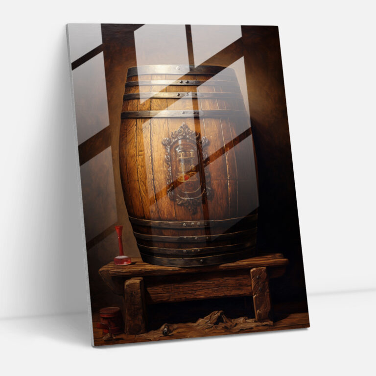 Glass Wall Art Beer Barrel - Beer, Glass Print, Wall Decoration, Beer