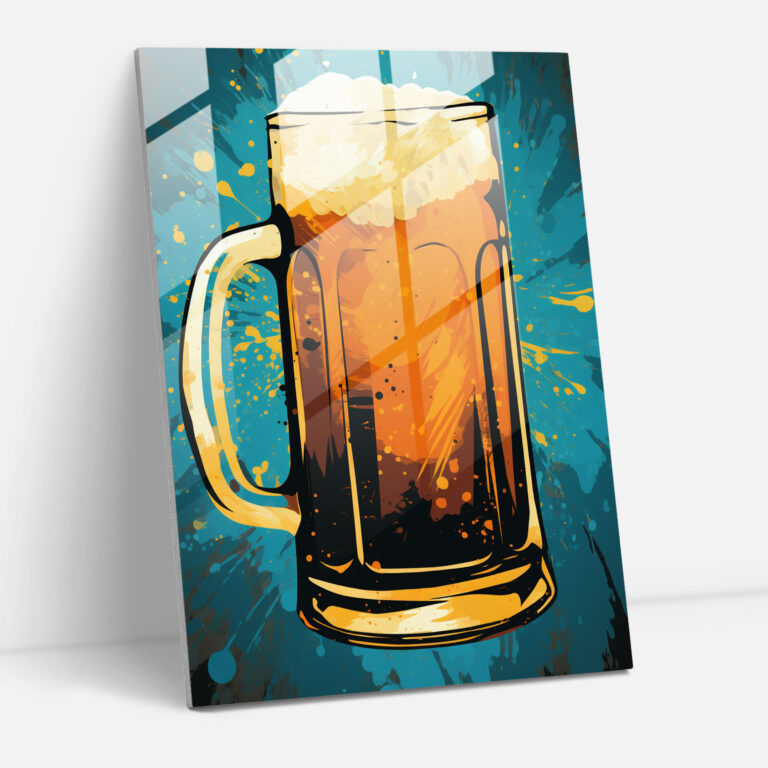 Glass Wall Art Beer Mug Silhouette - Beer, Abstract Background, Wall Decoration, Glass Art