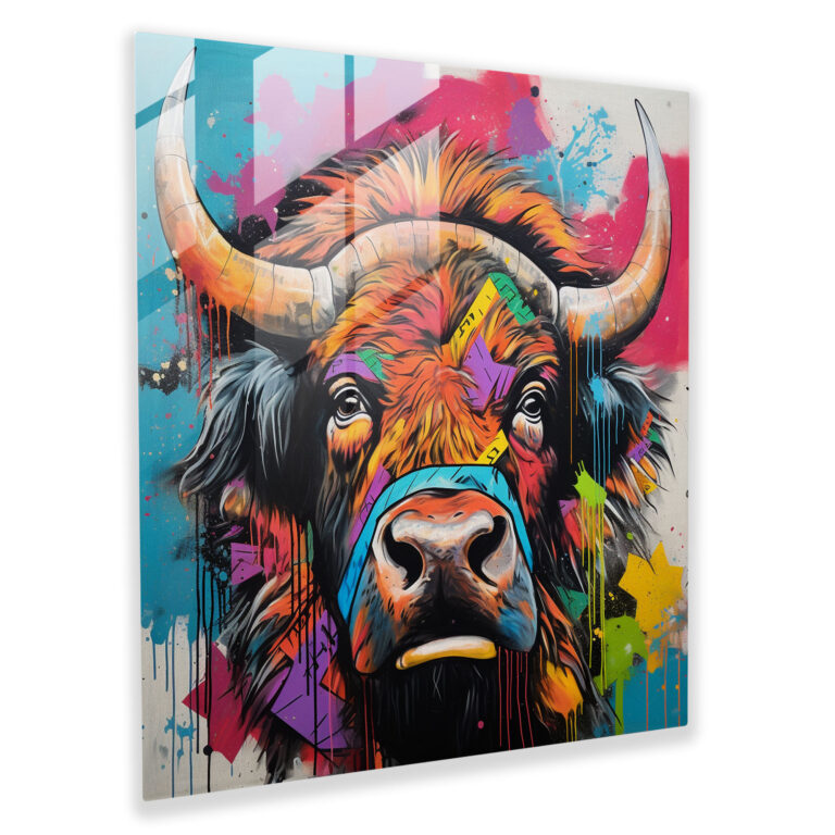 Pop Buffalo Glass Print - Buffalo, Glass Art, Pop Art, Modern Art