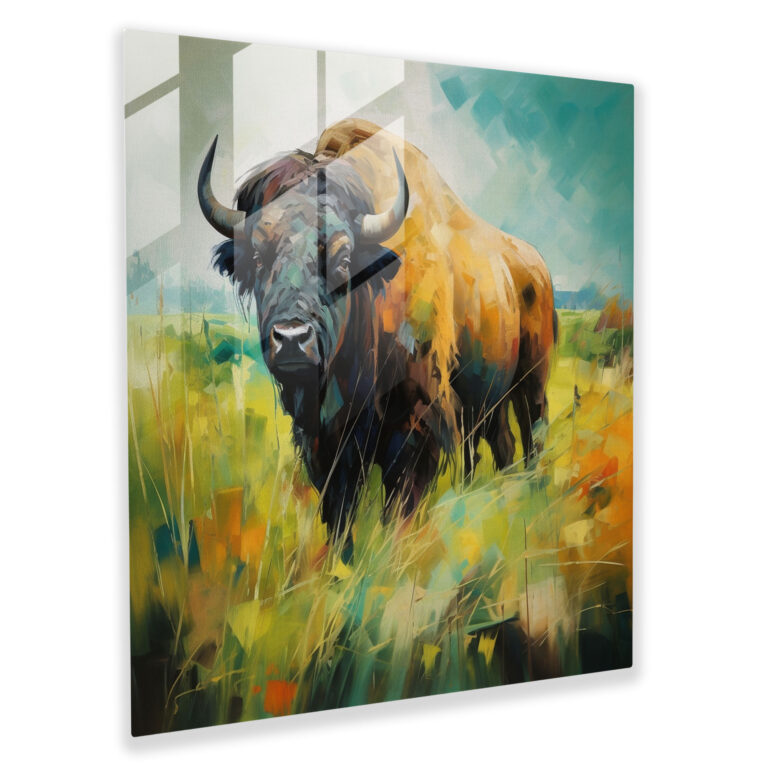 Buffalo Abstract Modern Art Glass Print - Buffalo, Glass Wall Art, Abstract, Wall Decoration