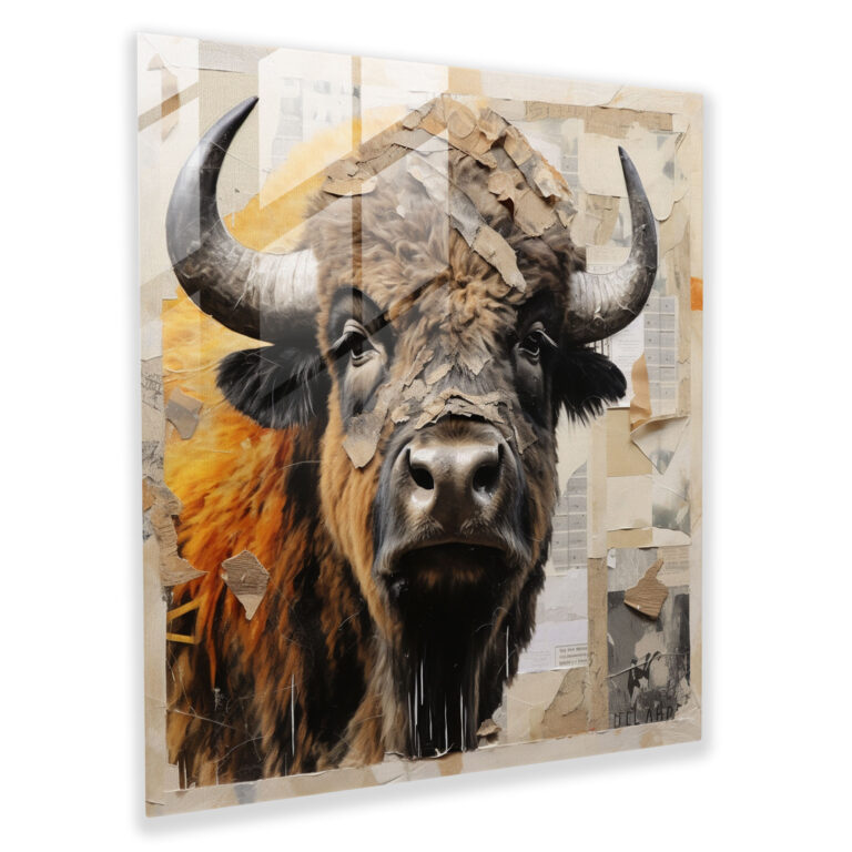 Buffalo Collage Art Glass Print - Buffalo, Glass Art, Mixed Media, Glass Print