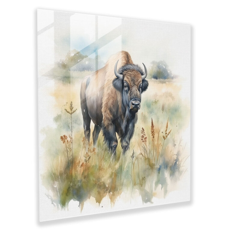 Buffalo Watercolor Glass Print - Buffalo, Glass Print, Soft Pastel, Glass Wall Art