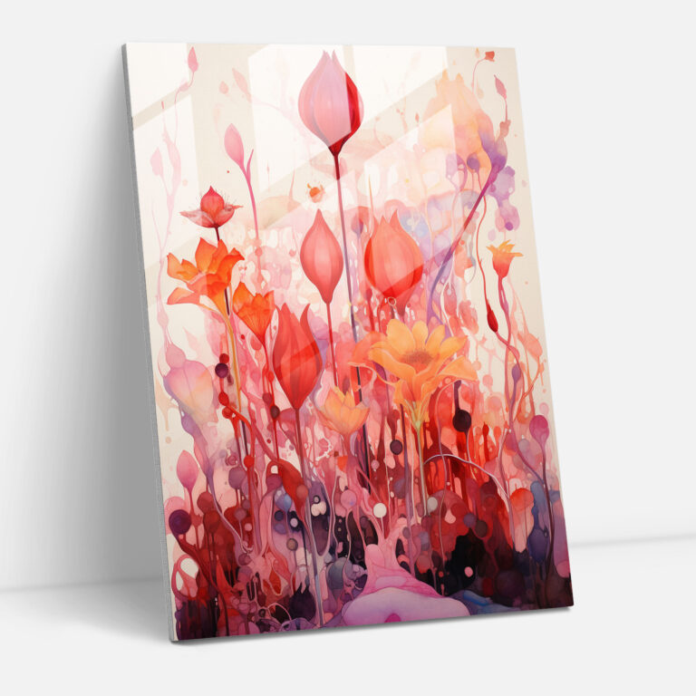 Bleeding Flowers Glass Print - Bleeding Flowers, Glass Art, Modern Art, Home Decoration