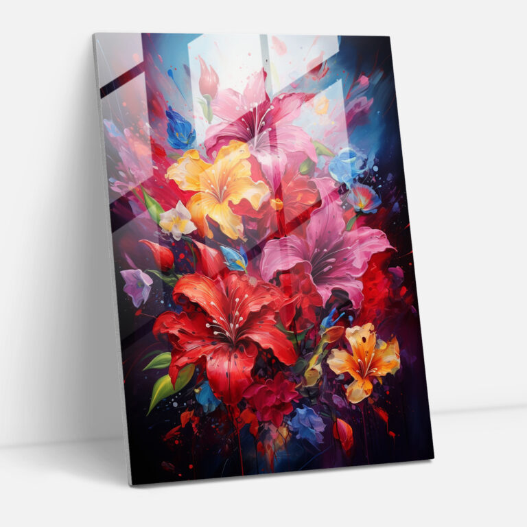 Bleeding Flowers Glass Wall Art - Bleeding Flowers, Emotion, Abstract Acrylic Painting, Modern Art