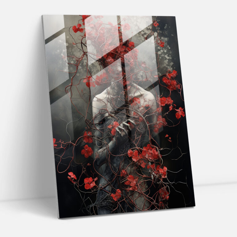Bleeding Flowers Wall Decoration - Bleeding Flowers, Glass Wall Art, Modern Art, Bleeding Flowers