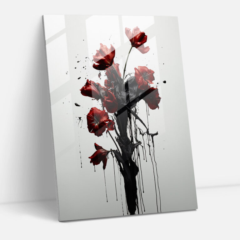 Bleeding Flowers Glass Print - Bleeding Flowers, Fragility, Modern Art, Glass Print