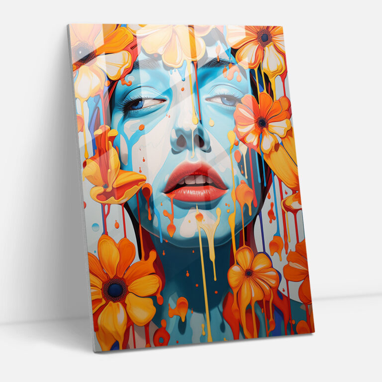 Bleeding Flowers Glass Wall Art - Bleeding Flowers, Glass Wall Art, Modern Art, Playfulness
