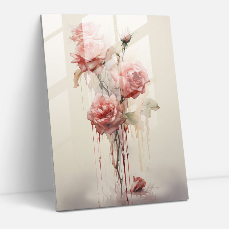 Bleeding Flowers Wall Decoration - Bleeding Flowers, Glass Wall Art, Grace, Modern Art