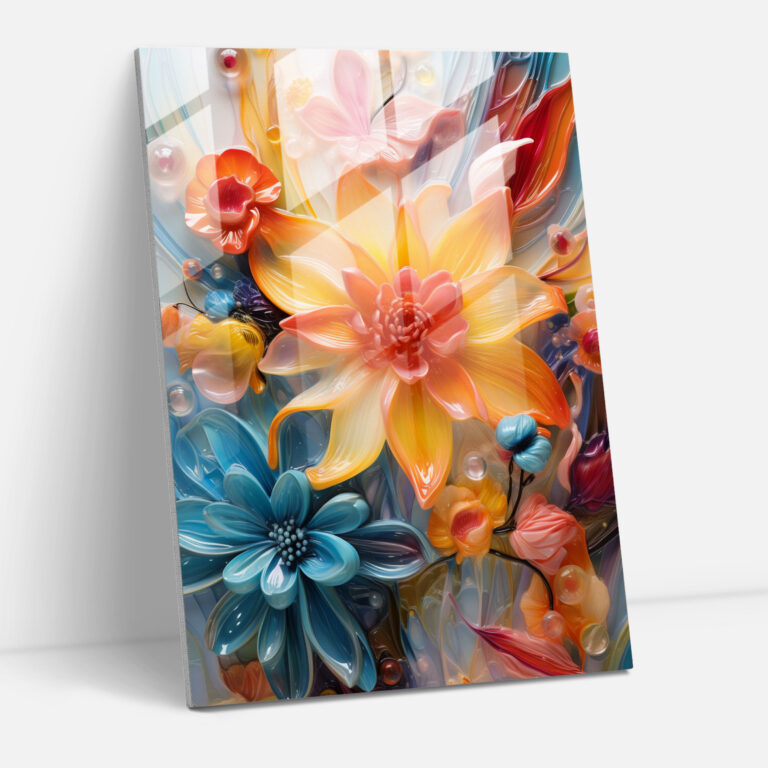 Bleeding Flowers Glass Print - Bleeding Flowers, Unique Beauty, Glass Print, Home Decoration