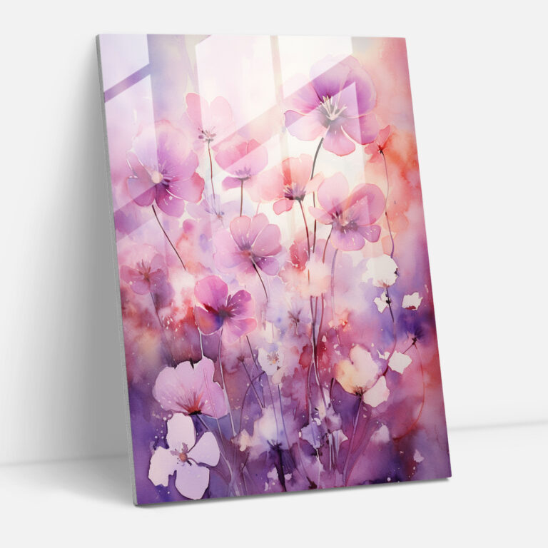 Bleeding Flowers Glass Wall Art - Bleeding Flowers, Watercolor Artwork, Delicate, Wall Decoration