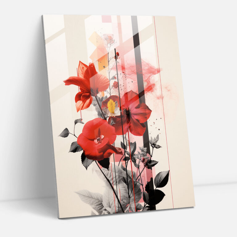 Bleeding Flowers Modern Art - Bleeding Flowers, Glass Art, Glass Wall Art, Bleeding Flowers