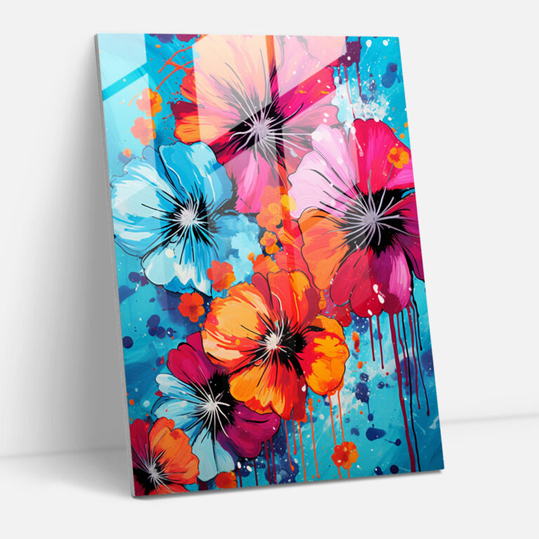 Bleeding Flowers Glass Art - Bleeding Flowers, Bold, Modern Art, Pop Art Inspired Design