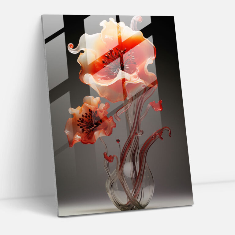 Surreal Bleeding Flowers Glass Wall Art - Bleeding Flowers, Glass Wall Art, Glass Art, Glass Print