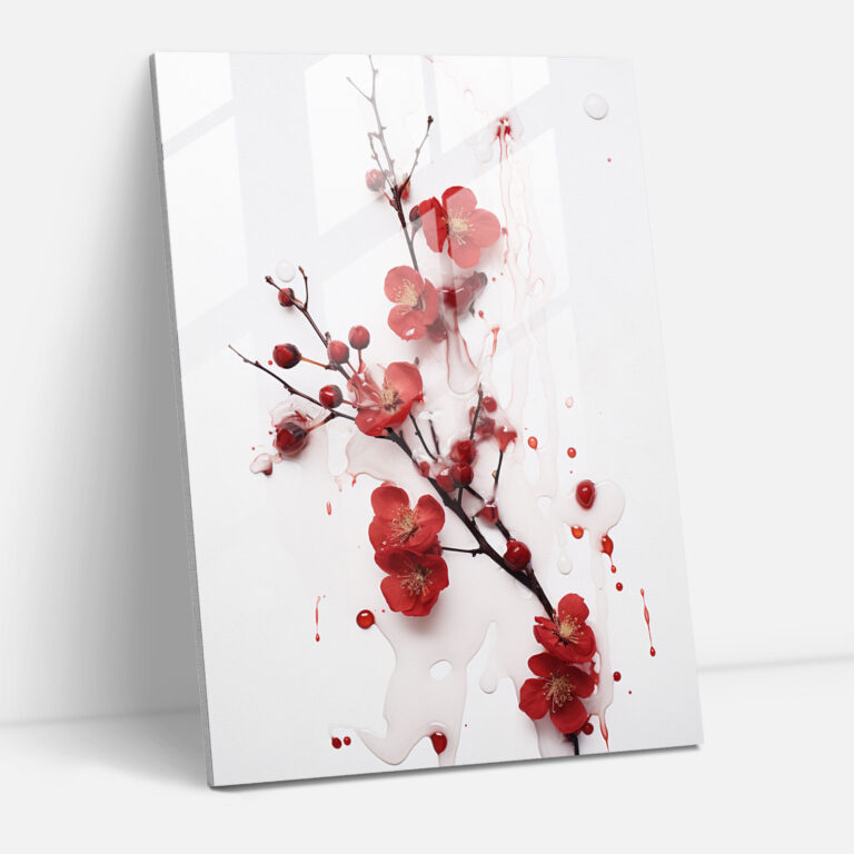 Bleeding Flowers Glass Art - Bleeding Flowers, Modern Art, Stark White Backdrop, Minimalist Photography