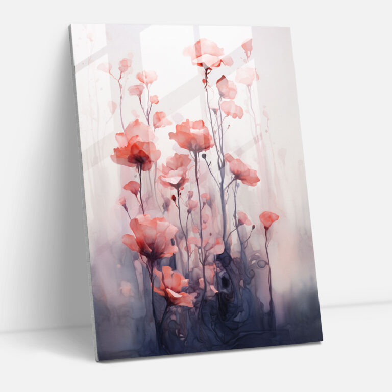Bleeding Flowers Glass Art - Bleeding Flowers, Modern Art, Ethereal Watercolor Artwork, Wall Decoration