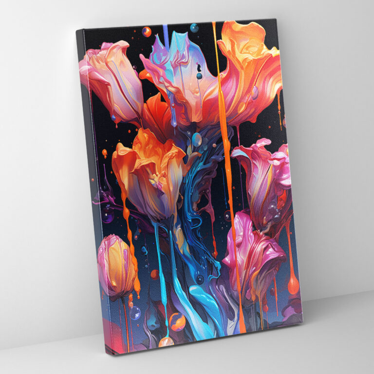 Surreal Bleeding Flowers Canvas Print - Bleeding Flowers, Digital Illustration, Melting, Wall Decoration