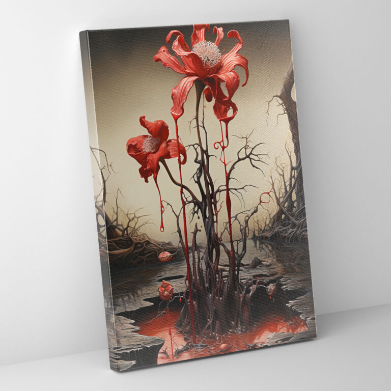 Bleeding Flowers Wall Art - Bleeding Flowers, Canvas Wall Art, Surrealist Canvas Print, Bleeding Flowers Wall Art