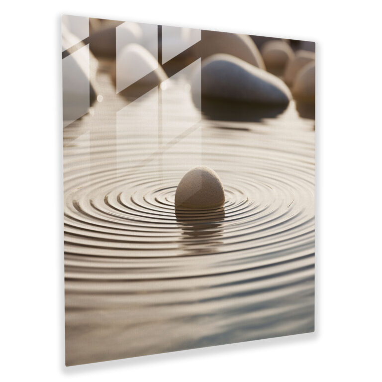 Beige Glass Print - Serene Pond - Beige, Serene Pond, Modern Art, Home Decoration