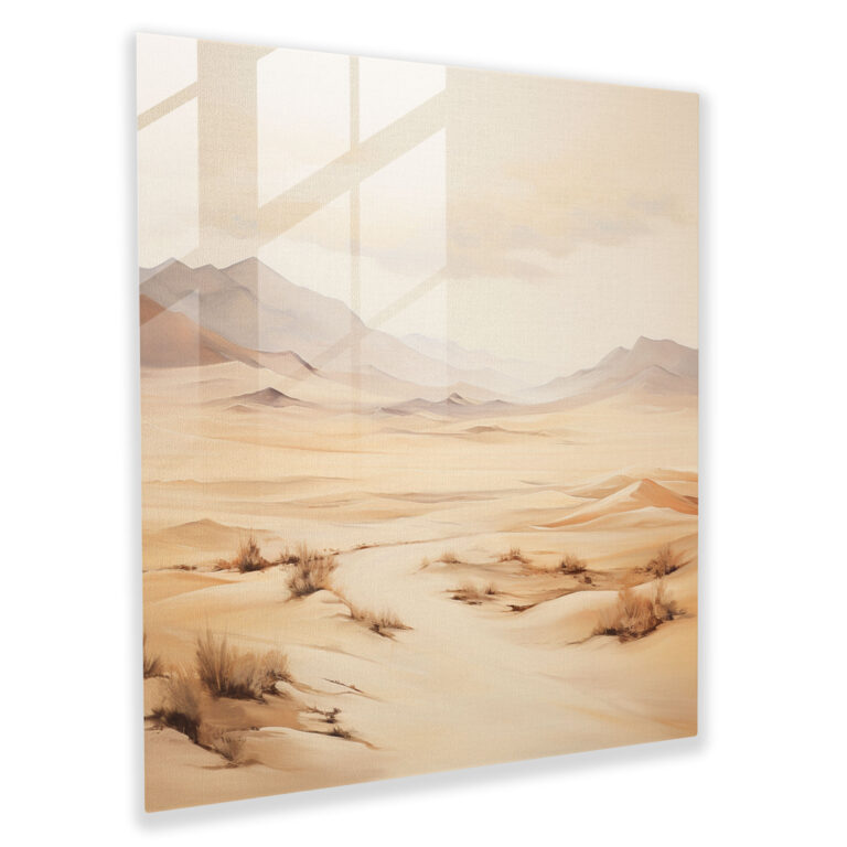 Beige Glass Print - Desert Landscape - Beige, Serenity, Home Decoration, Glass Wall Art