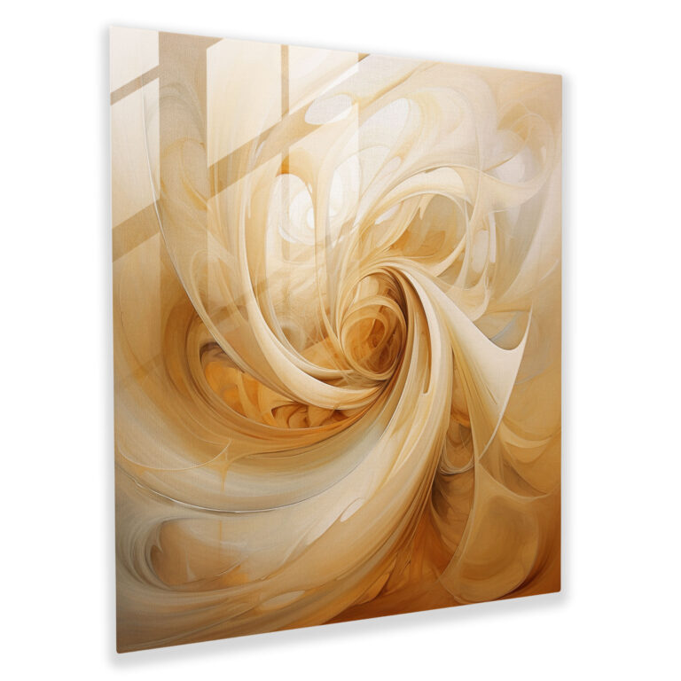Beige Glass Print - Abstract Swirls And Curves - Beige, Energy, Glass Wall Art, Abstract