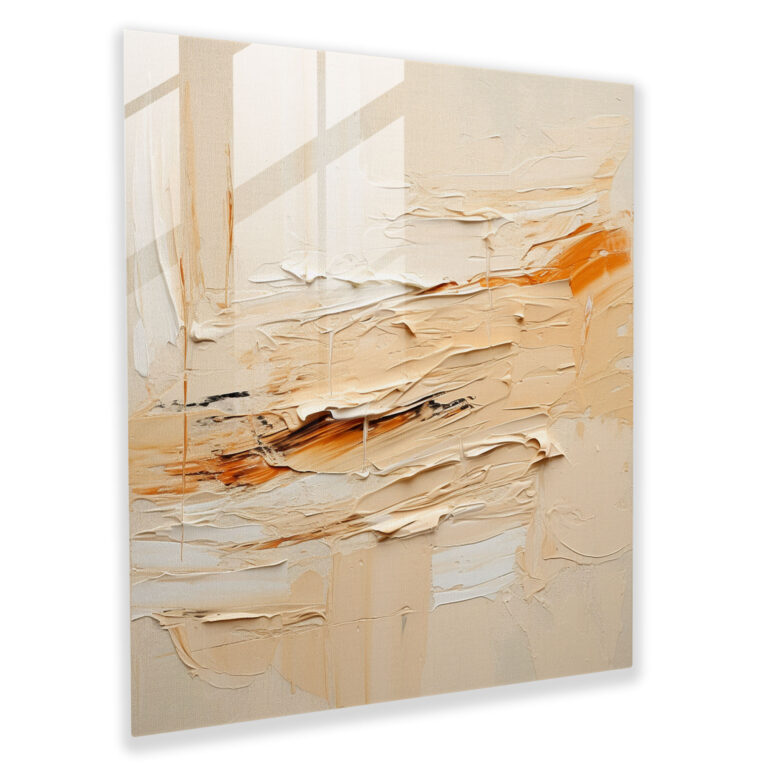 Beige Glass Print - Abstract Brushstrokes - Beige, Texture, Glass Print, Abstract