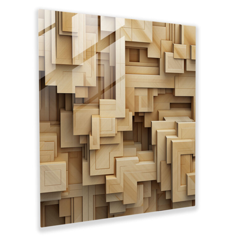 Beige Contemporary Glass Print - Beige, Wall Decoration, Modern Art, Beige