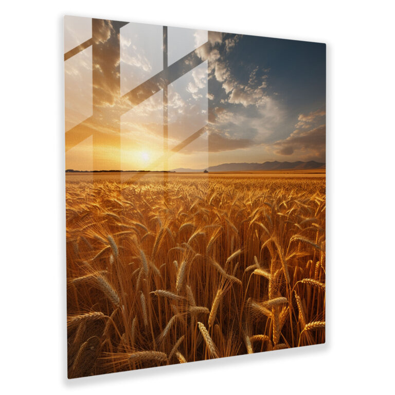Beige Golden Field Glass Print - Beige, Glass Print, Home Decoration, Glass Art