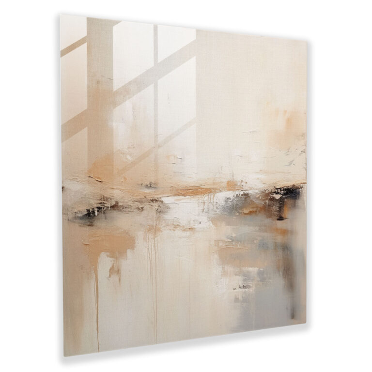 Beige Glass Print Wall Decoration - Beige, Glass Wall Art, Home Decoration, Elegance