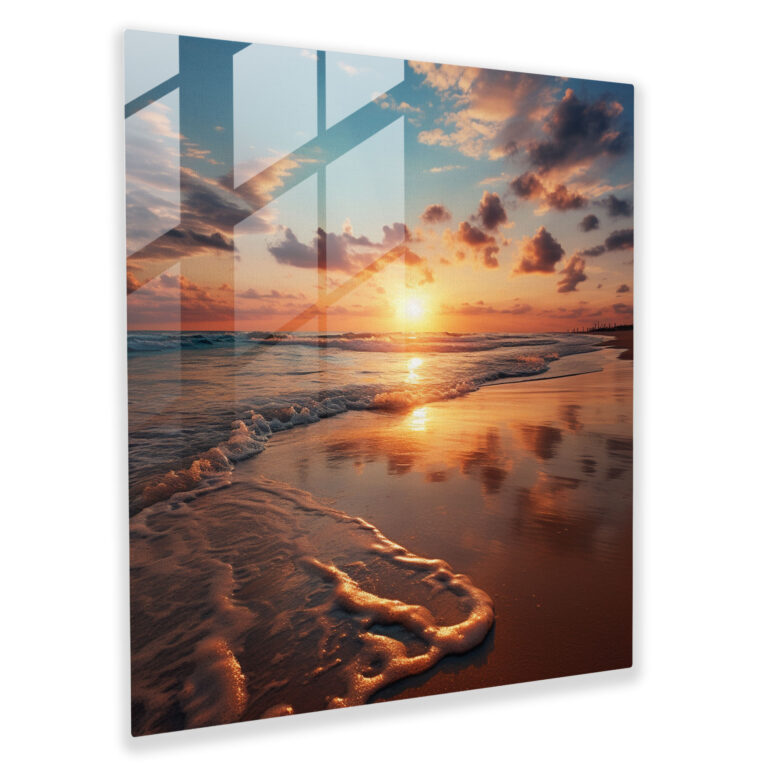 Beige Glass Print Home Decoration - Beige, Glass Art, Sandy Beach, Wall Decoration