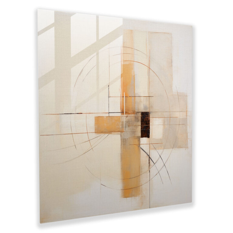 Beige Glass Art - Beige, Home Decoration, Intersecting Lines, Modern Art