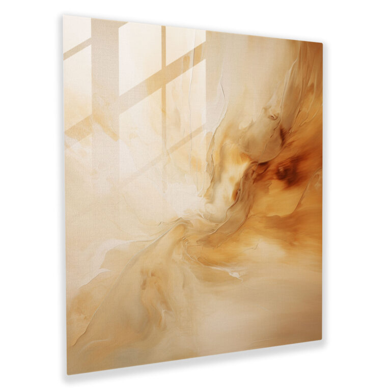 Beige Glass Wall Art - Beige, Fluid Brushstrokes, Comfort, Glass Print