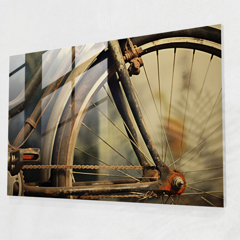 Vintage Bicycle Glass Print - Bicycle, Vintage Bicycle, Intricate Details, Photorealistic Illustration