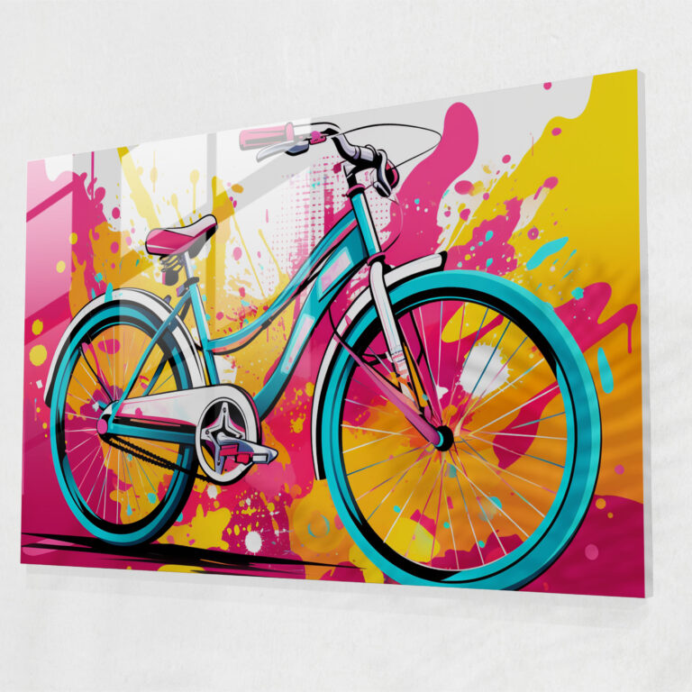 Pop Art Bicycle Glass Print - Bicycle, Modern Art, Home Decoration, Glass Wall Art