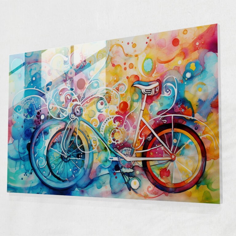 Bicycle Glass Print - Bicycle, Vibrant Background, Bicycle, Glass Art
