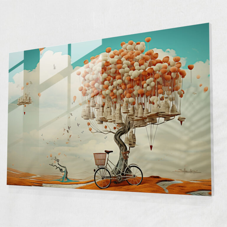 Surreal Bicycle Glass Print - Bicycle, Wall Decoration, Glass Wall Art, Home Decoration