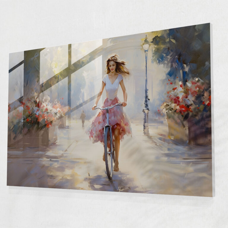 Impressionist Bicycle Glass Print - Bicycle, Romantic Ambiance, Glass Wall Art, Impressionist Painting