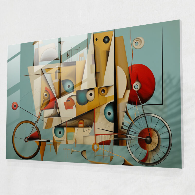 Cubist Bicycle Glass Print - Bicycle, Glass Art, Bicycle, Multiple Perspectives
