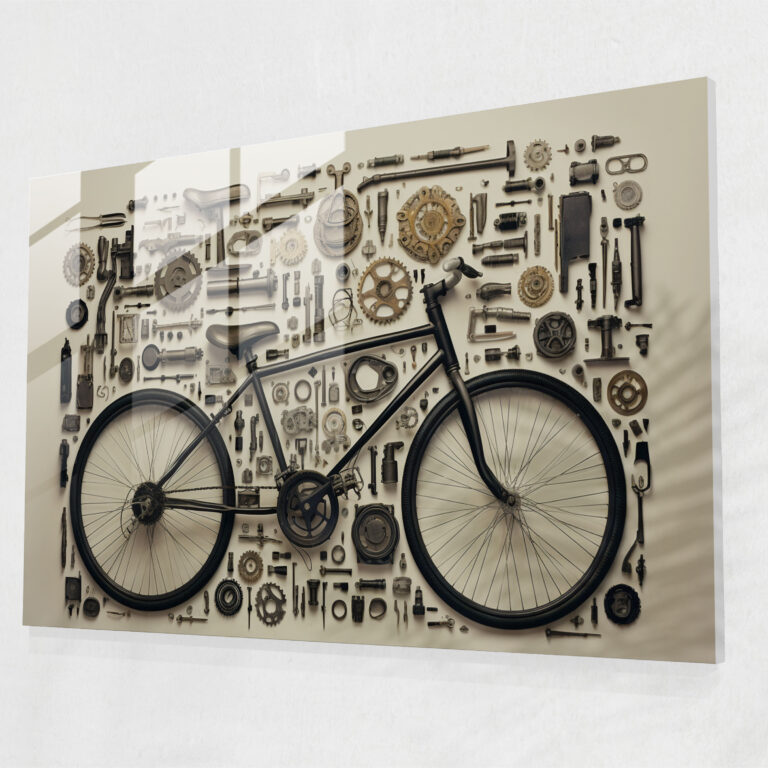 Bicycle Collage Glass Print - Bicycle, Bicycle, Glass Art, Unique Design