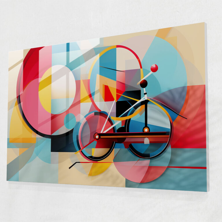 Geometric Bicycle Glass Print - Bicycle, Abstract Representation, Glass Wall Art, Glass Art