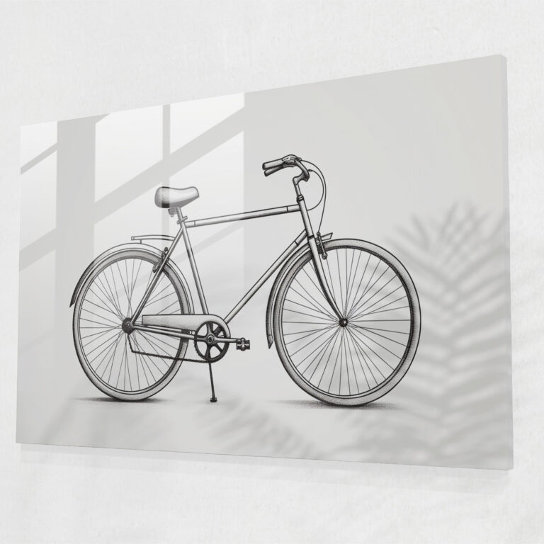 Bicycle Modern Art - Bicycle, Home Decoration, Simplicity, Glass Print