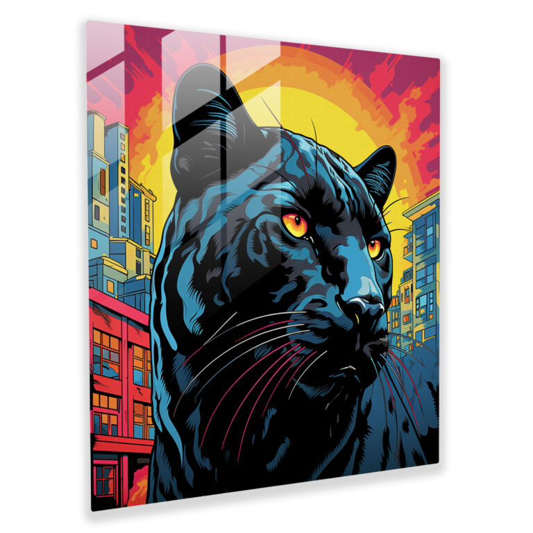 Urban Fierce Panther Glass Print - Black Panther, Black Panther, Home Decoration, Wall Decoration