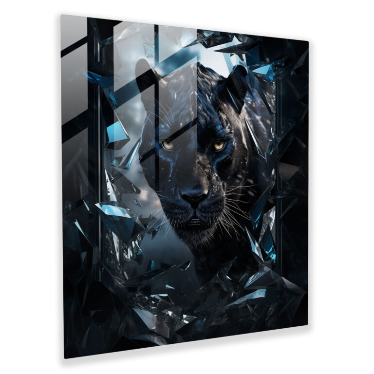 Resilient Power Black Panther Glass Print - Black Panther, Glass Print, Modern Art, Wall Decoration