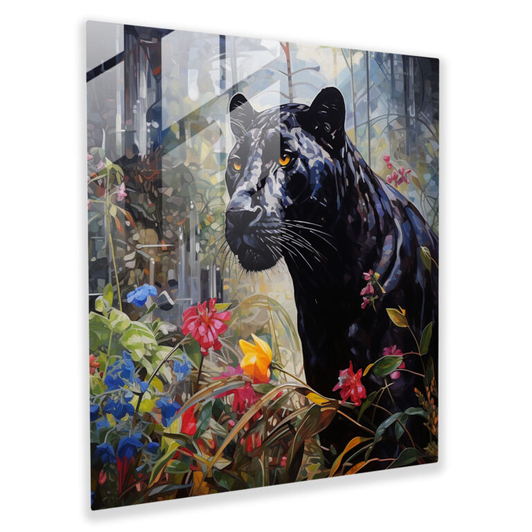 Dreamy Black Panther Glass Print - Black Panther, Black Panther, Glass Print, Modern Art
