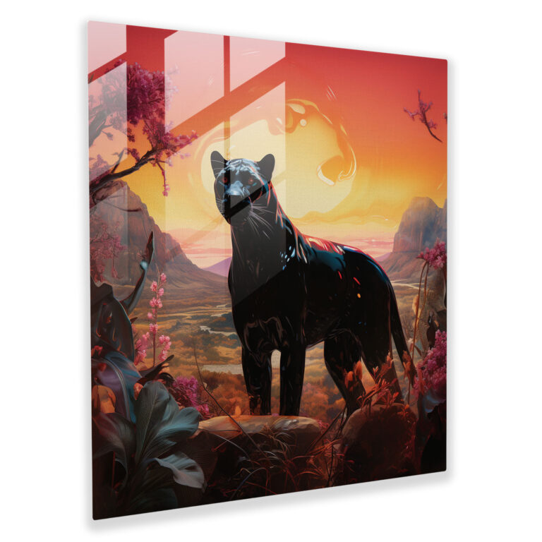 Surreal Panther Glass Print - Black Panther, Wall Decoration, Home Decoration, Glass Print