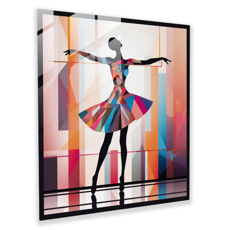 Ballerina Elegance Glass Print - Ballerina, Geometric Shapes, Glass Wall Art, Wall Decoration