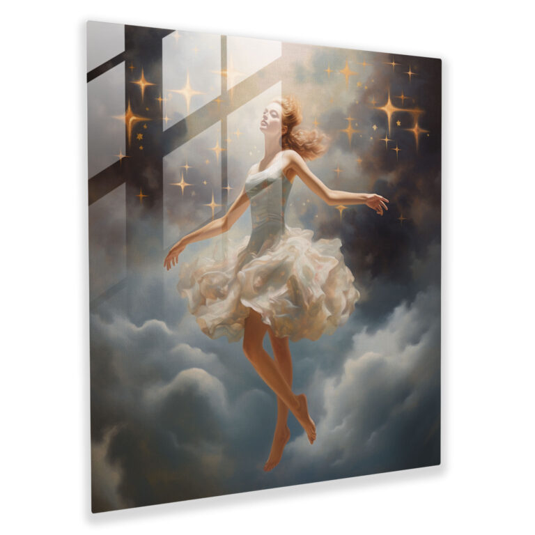 Ballerina Dreamscape Glass Print - Ballerina, Glass Print, Home Decoration, Clouds